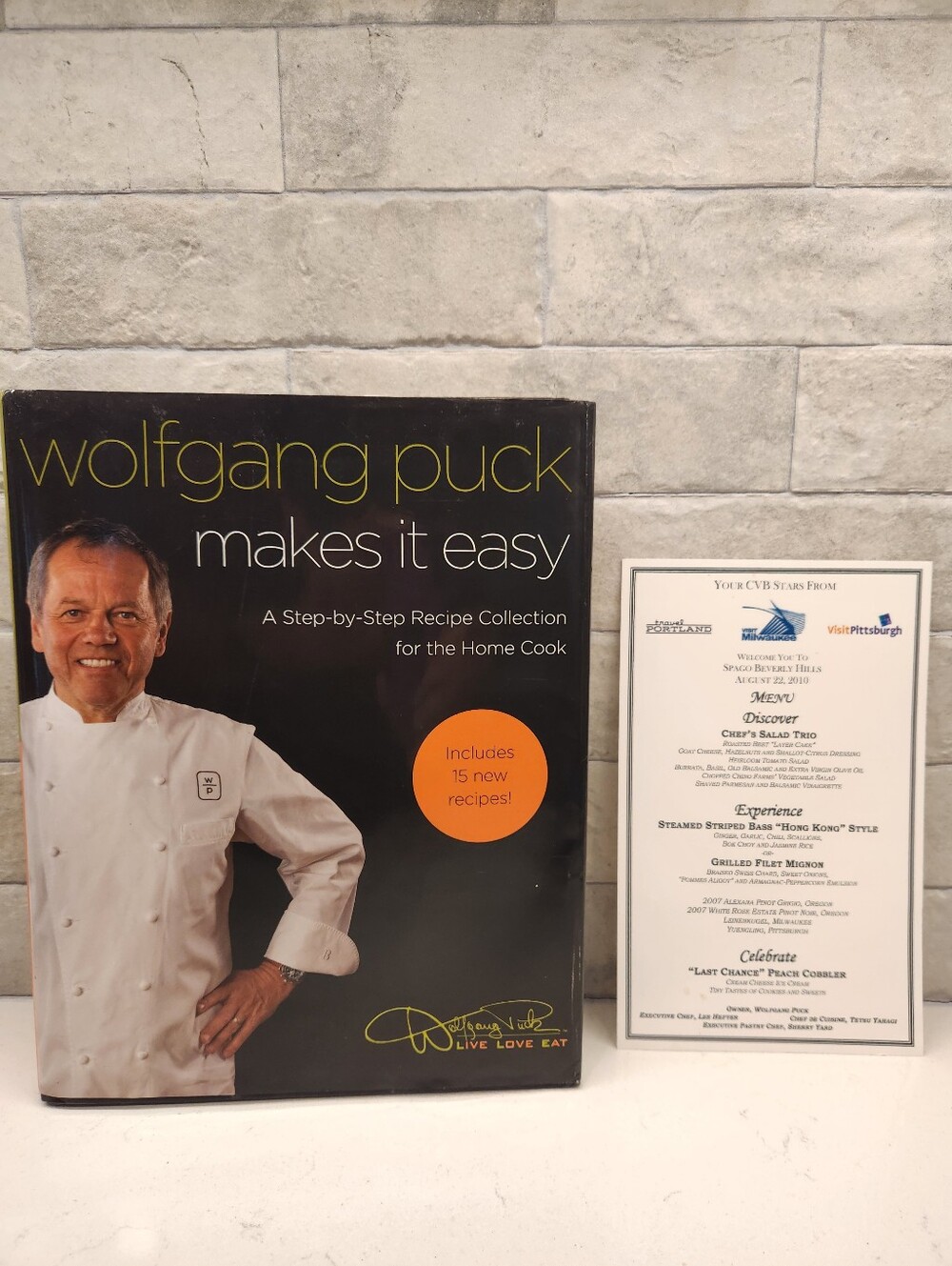 Wolfgang Puck Signed Makes It Easy Book + Spago Menu